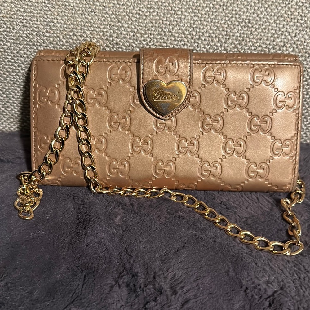 Authentic Gucci Rose Gold long wallet WOC